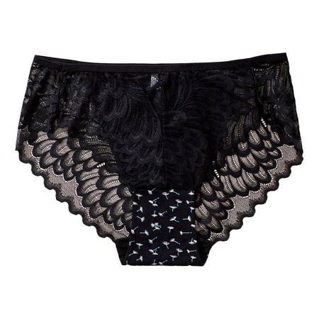 MQLKF Large Size Panties For Women Transparent Female Sexy Lace Underwear T Back Mid Waist Sexy Women Lace Panty Breathable Flexible Cozy Women Underwear