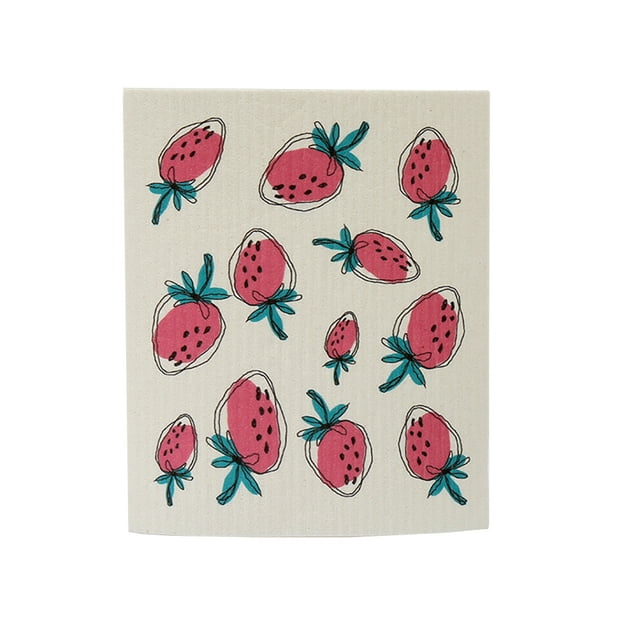 Kitchen Cleaning Cloth Bowls Washing Towel Dishes Wash Rag Kitchens Tools Household Absorbent Dish Cloths with Lovely Patterns Small Strawberry