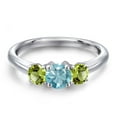 thumbnail image 3 of Gem Stone King 925 Sterling Silver Blue Zircon and Green Peridot Engagement Ring for Women | 1.45 Cttw | Round 5MM | Gemstone Birthstone | Size 5, 3 of 6