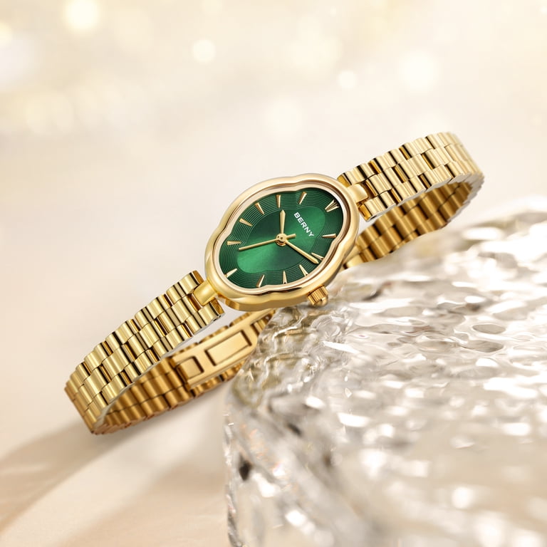 BERNY, Small Gold Watches for Women, 2946L-GRN, Waterproof  display picture 3
