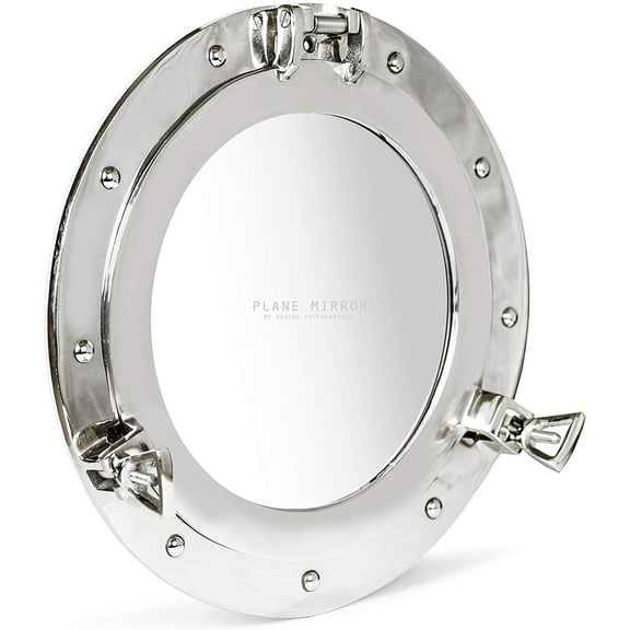 Nagina International Metal Crafted Nickel Plated Aluminum Porthole Bathroom Decor Mirror (11 Inches)