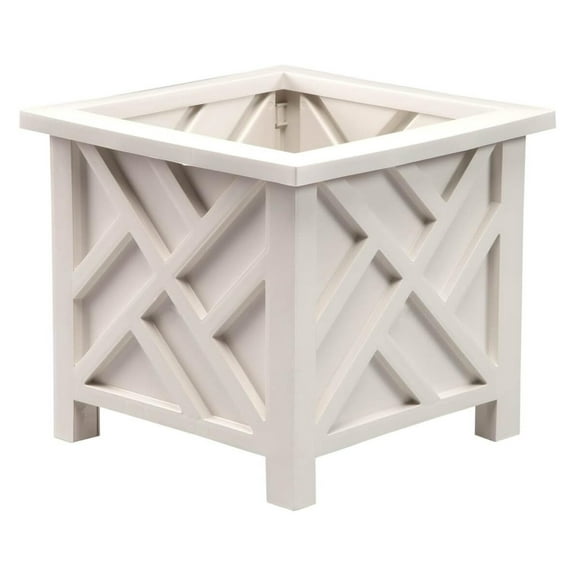 329156 Chippendale Planter Box, Plant Holder for Patio and Lawn, 14 ¾” sq. x 13 ¼ H Overall, White