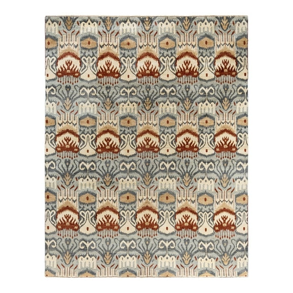 Ikat One-of-a-Kind Hand-Knotted Area Rug - Gray, 8' 0" x 10' 0"