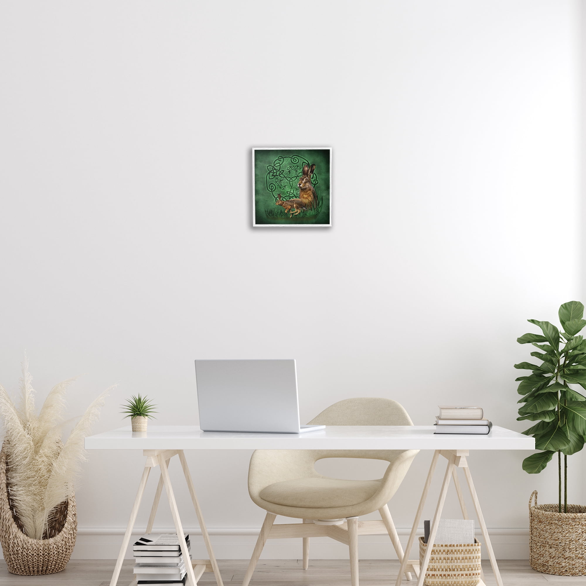 Stupell Industries Celtic Hare Fractal Animals & Insects Painting White Framed Art Print Wall Art, 12 x 12