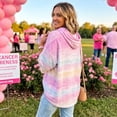 thumbnail image 5 of gzxflxpge Women's Breast Cancer Awareness Shirts In Octobe We Wear Pink Ribbon Wings Print Sweatshirt Casual Cozy Half Sleeve Drawstring Hoodies Blouse Watermelon Red XL, 5 of 7