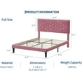 thumbnail image 2 of Senfot Queen Bed Frame, Upholstered Platform Bed with Button Tufted Headboard & Under-Bed Storage Space, Sturdy Wooden Slats Support, Noise Free & Easy Assembly,No Box Spring Needed,Pink, 2 of 6