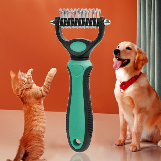 Cepillo de masaje para gatos y perros Pet Deshedding Trimmer Limpiador de cabello multifuncional Suministros para mascotas de acero inoxidable