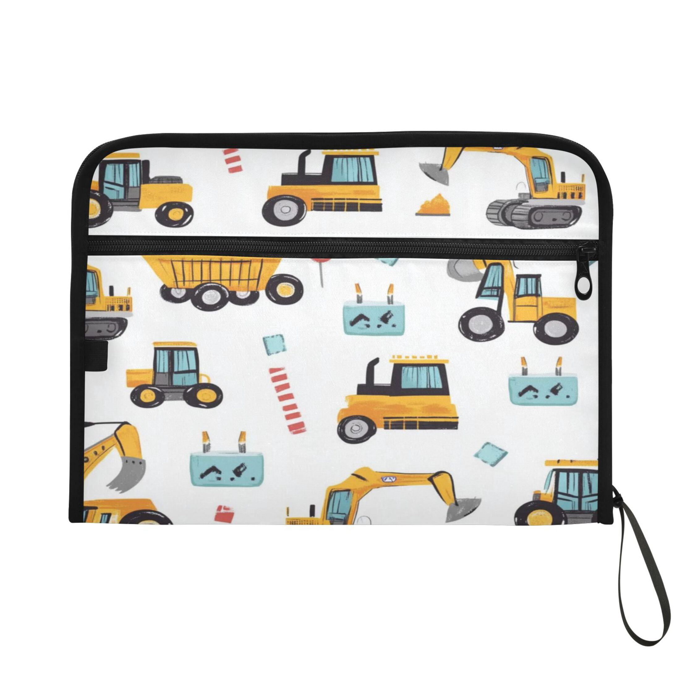 Accordion File Organizer with Zip Closure 13 Pockets Expanding File Folder Letter A4 Paper Document Organizer for Home Office Construction Trucks and Excavators