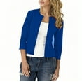thumbnail image 4 of FAIWAD Women's Open Front Cardigan Sweater Elegant 3/4 Sleeve Short Lightweight Silm Outwears (X-Large, Blue), 4 of 8