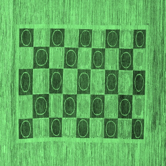 Ahgly Company Indoor Square Checkered Emerald Green Modern Area Rugs, 3' Square