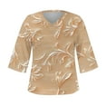 thumbnail image 4 of GaThRRgYP Women's Summer Short Sleeve Blouse Tops for Casual Wear,Women's Long Sleeve Summer V Neck Sexy Casual Regular Printed Blouse Khaki M, 4 of 5