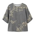 thumbnail image 4 of Women's Plus Size Casual Printed Blouse Short Sleeve Shirt Tunic Top Flowy Grey XXXXL, 4 of 4