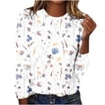 thumbnail image 2 of EQWLJWE Chemises à Manches Longues pour Femmes Mode Été Femme Décontractée Col Rond Imprimé Blouse T-Shirt Manches Longues Hauts Vêtements d'Automne pour Femmes, 2 of 4
