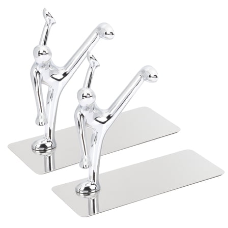 Silver Bookends Made of Stainless Steel and Zinc Alloy for Home Decor and Office Supplies 1 Pair