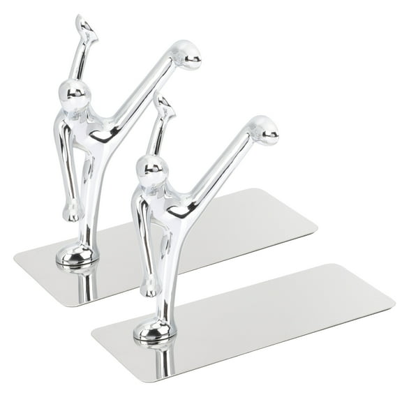 Silver Bookends Made of Stainless Steel and Zinc Alloy for Home Decor and Office Supplies 1 Pair