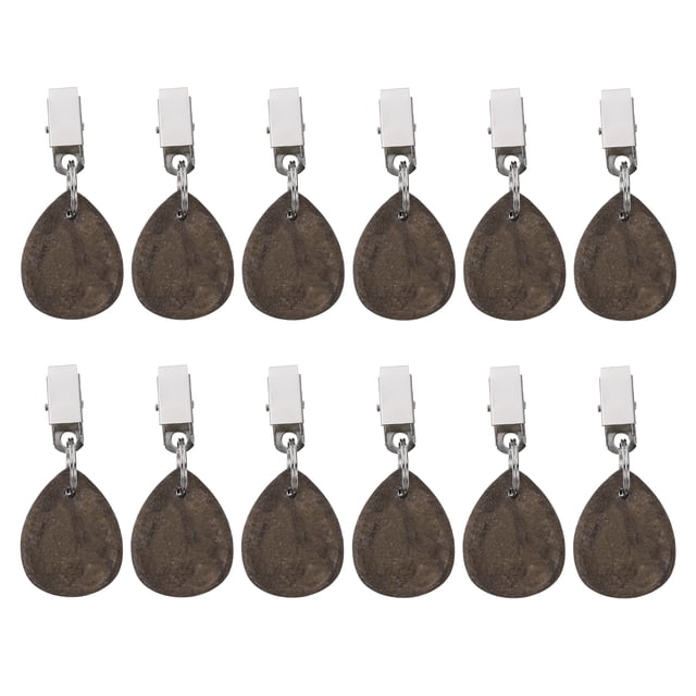 Uxcell 12Pcs Pesas para Manteles, Colgante de Mármol con Clip de Metal en Forma de Gota, Café
