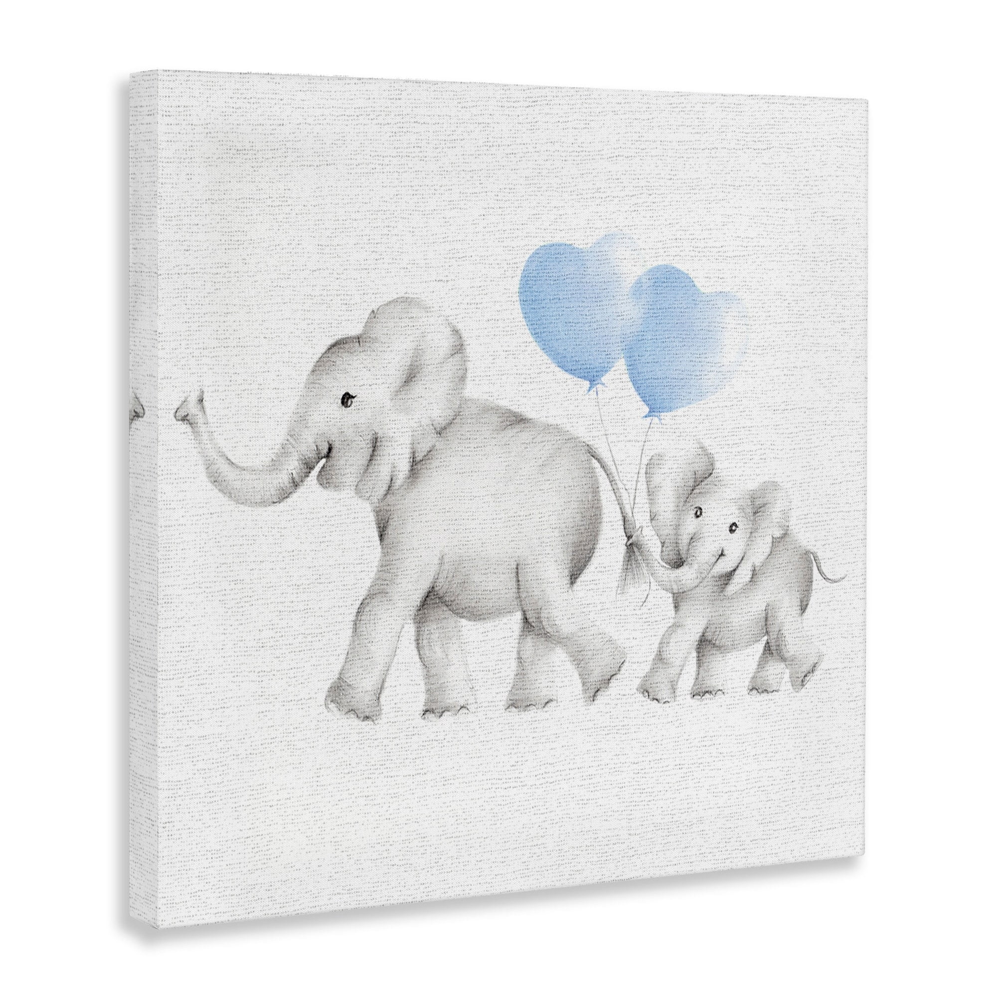 The Stupell Home Decor Collection Elephant Family Heart Balloon Linen Look Wall Art