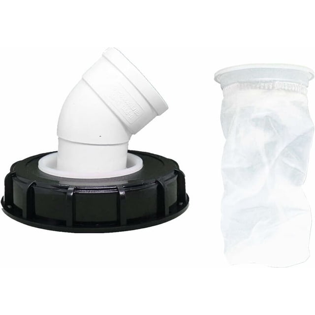 IBC Rainwater Filter 45° with Cover, 163mm Nylon Mesh, Washable, Compatible with IBC Water Tank DN 150