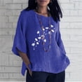 thumbnail image 1 of Hauts d'Été pour Femmes 2023 Femmes Été Aguichant Imprimé Régulier à Boutons Col Rond Manches Courtes Femmes Manches Trois Quarts Haut Bohème Grande Taille T-Shirt pour Femmes, 1 of 5