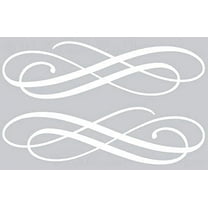 Set of 2 Elegant Swirls Vinyl Wall Decals Home Decor Stickers, 11.5x3-inch, White