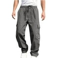 thumbnail image 2 of Zynviq Drawstring Plus Size Pants for Men Cotton Track Hiking Outdoors Straight Leg Cargo Pants Men Summer Trousers,L, 2 of 9
