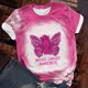 thumbnail image 2 of Blusa de manga corta para mujer Camiseta con estampado de letras de concienciación sobre los senos Tops Pompotops  qwe22828, 2 of 7