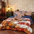 thumbnail image 3 of Manfei USA Flag Deer Full Size Bedding Sets, Fall Maple Full Size Bed in a Bag, Red Brown White, Navy Reversible 7 Pieces, 3 of 6