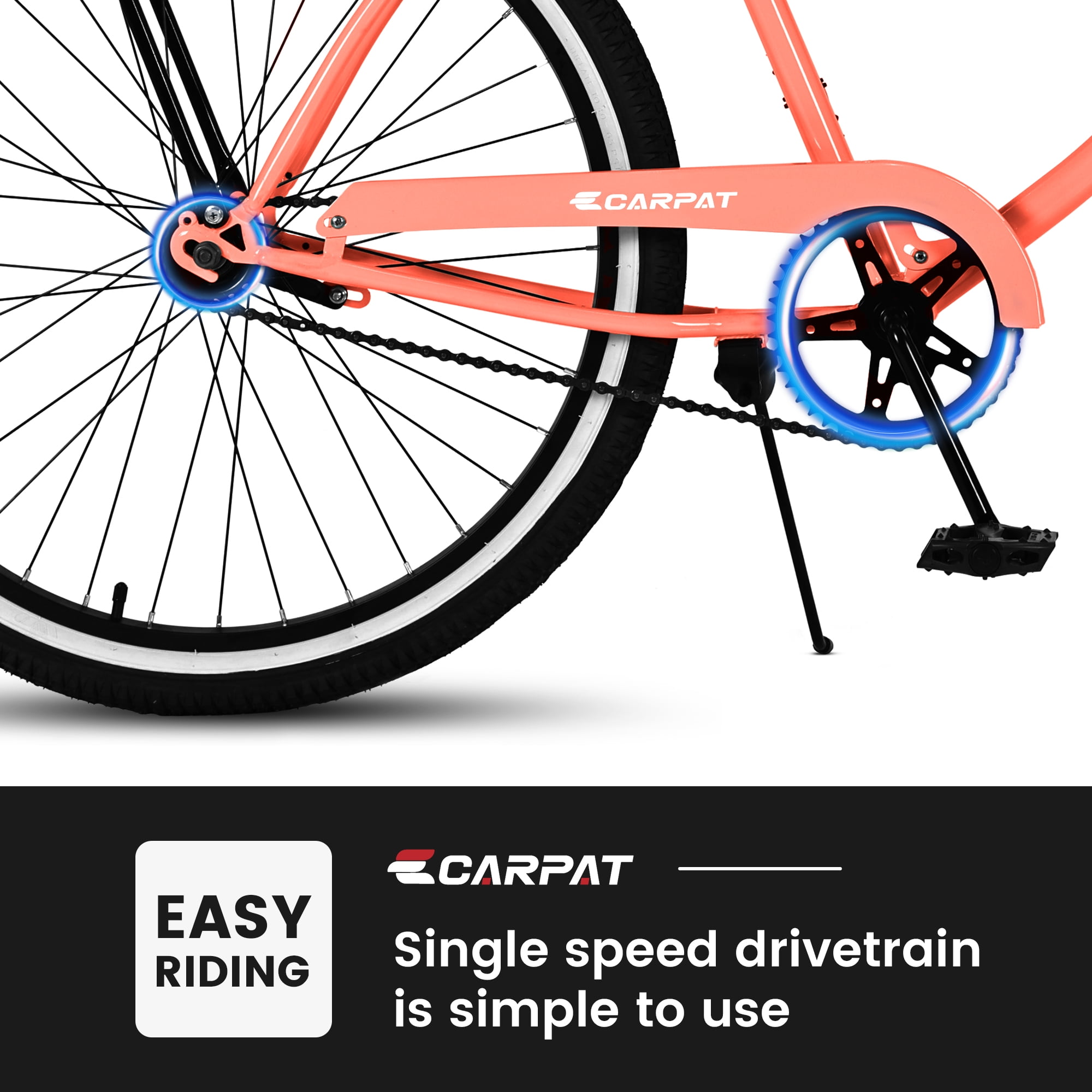 S26204 26 Inch Beach Cruiser Bike for Men and Women, Steel Frame