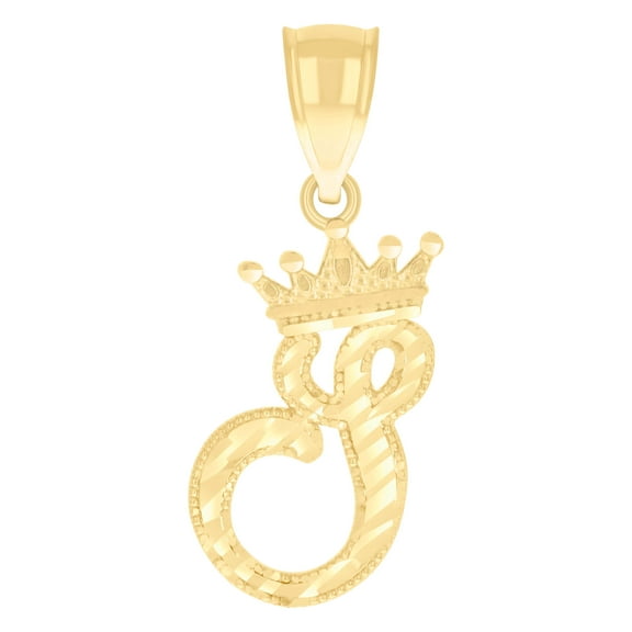 10kt Yellow Gold Unisex Crown S Alphabet Initial Charm Pendant