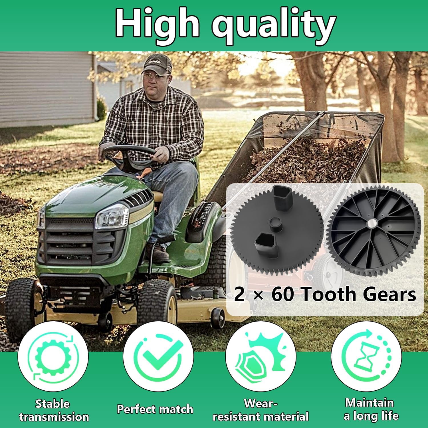 2 Packs R-2280 42-In John D-eere Brinly-Hardy STS Lawn Sweeper 60-Tooth Gears