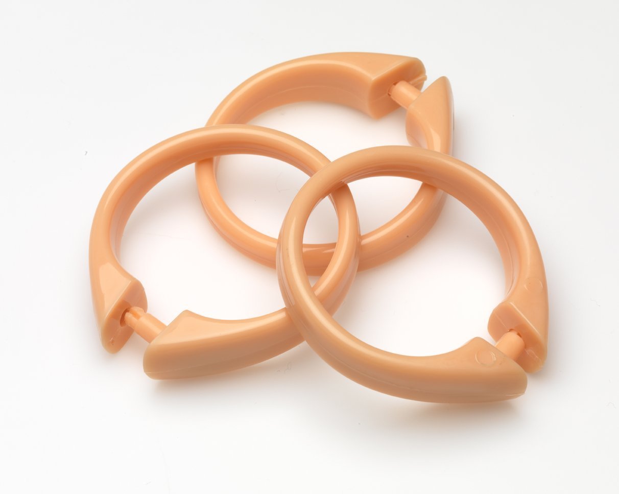 Peach Set of 12 EasytoUse Plastic Snap On Shower Curtain Rings Size