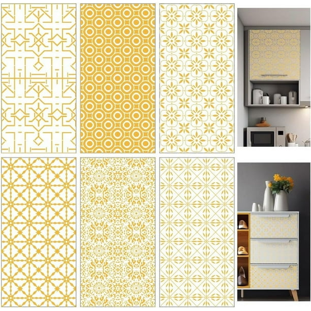 6 láminas de transferencias para muebles con diseño dorado de 6x12 pulgadas. Adhesivos decorativos de pared autoadhesivos.