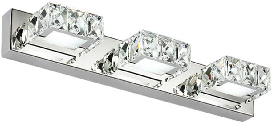 Vanity Lights,LED Modern Bathroom Vanity Lights,Front Make-up Crystal Mirror Light for Makeup Lighting Over Mirror Cabinet Sink (3 Square Lights Cold White)