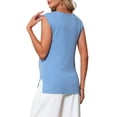 thumbnail image 3 of INSPIRE CHIC Women's Maternity Spring Top Short Sleeve Pullover Tops Basic Ribbed Knit Slim Fitted Casual Shirts 2026 XL Blue, 3 of 5