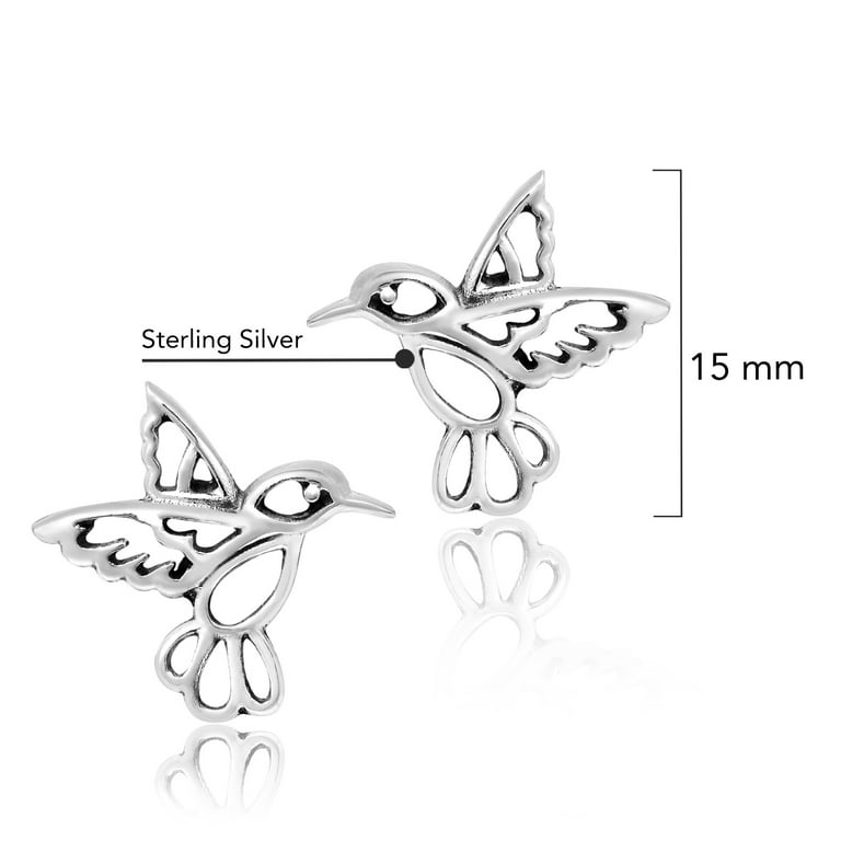 Cute In-Flight Hummingbird Stud Earrings Sterling Silver Cute In-Flight Hummingbird Stud Earrings Sterling Silver