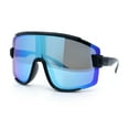thumbnail image 4 of Color Mirror Child Size Boys Shield Rimless Sport Plastic Sunglasses Black - Blue Mirror, 4 of 8