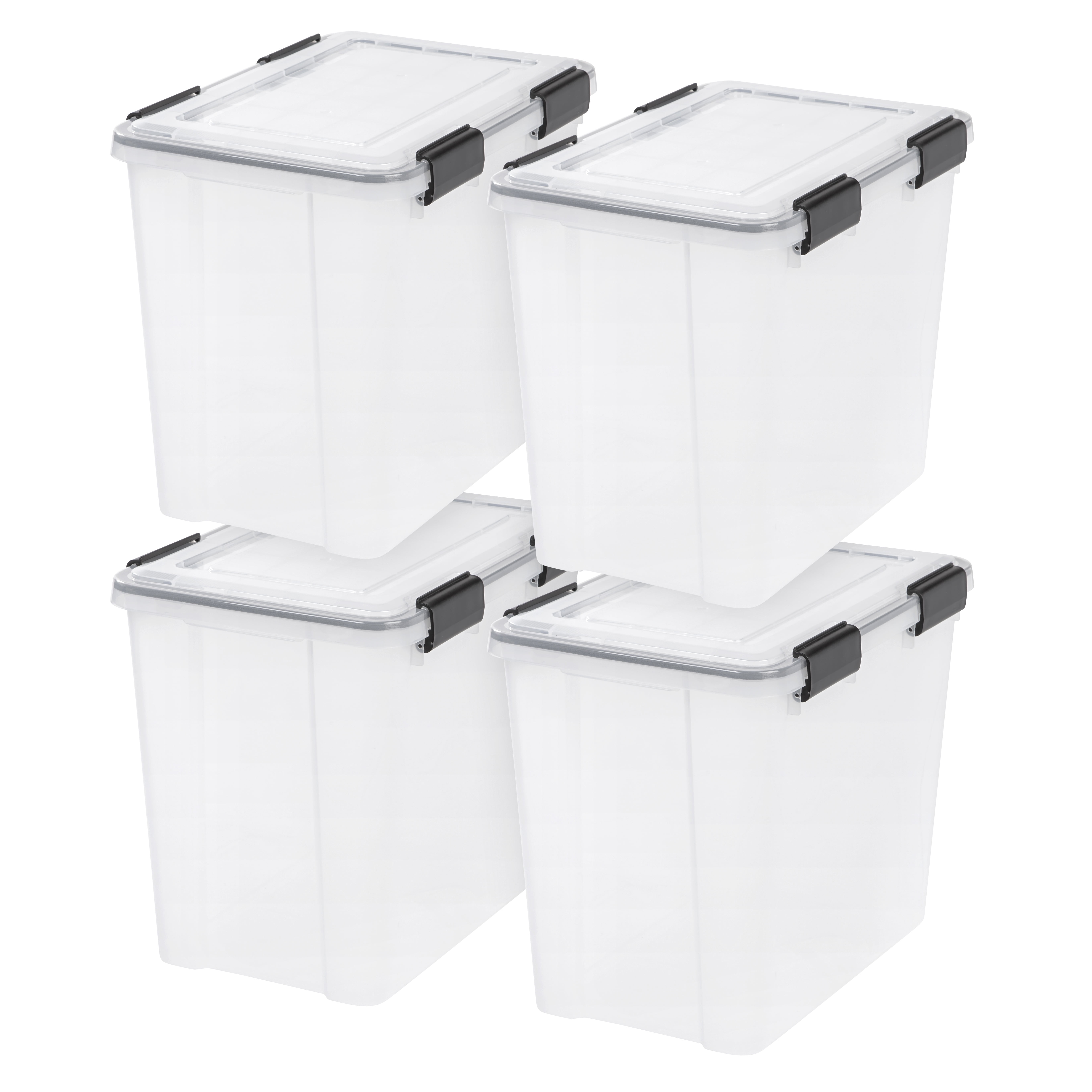 4 Pack IRIS USA Weathertight 74 Quart Buckle Down Storage Box Container Clear 