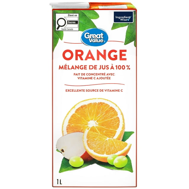 Great Value Orange 100% Juice Blend 1L