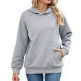 thumbnail image 2 of Plain Hoodie 2025 Long Sleeve Hooded Sweatshirt with Pockets Texture Pullover Essentials Hoodies for Women, 2 of 8