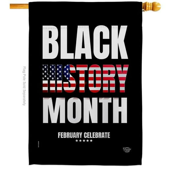 Ornament Collection H192432-BO 28 x 40 in. US Black History Month House Flag with Support Cause Double-Sided Decorative Vertical Flags Decoration Banner Garden Yard Gift