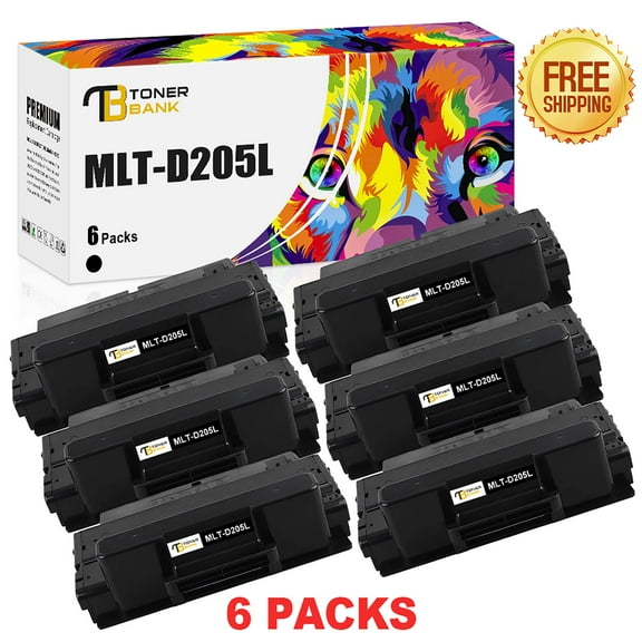 Toner Bank 6-Pack Compatible Toner for Samsung MLT-D205L 205 with ML-3312ND ML-3712DW ML-3712ND SCX-4835FD SCX-4835FR Printer 6 * Black
