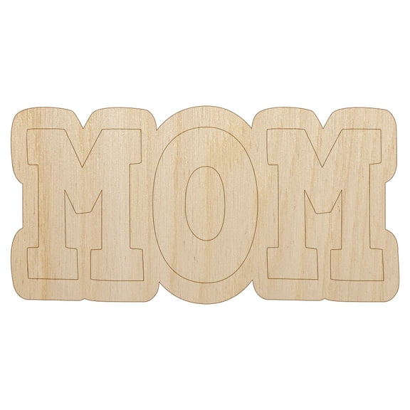 Mom Fun Text Wood Shape Unfinished Piece Cutout Craft DIY Projects - 4.70 Inch Size - 1/8 Inch Thick