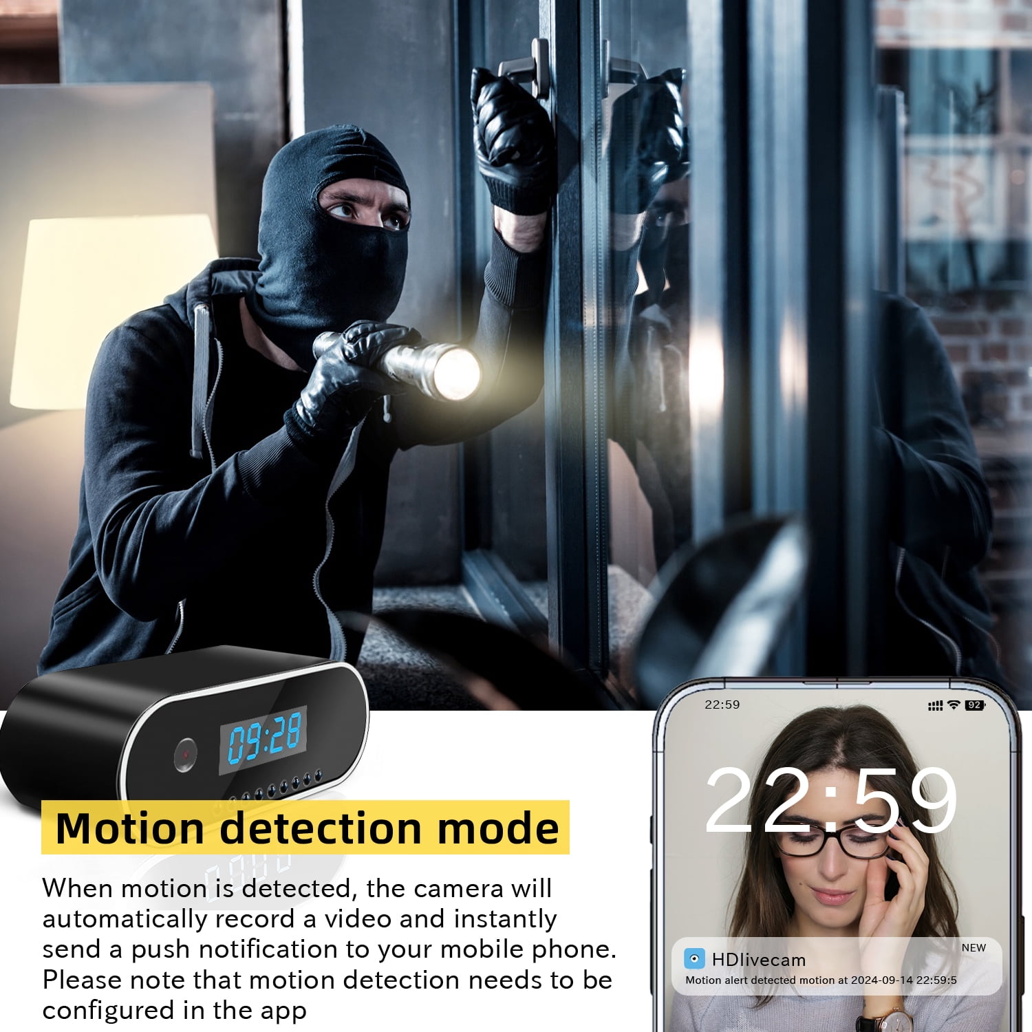 Yaoinaoou Home Security Camera Mini - 1080P HD Indoor WiFi Camera with Night Vision, Motion Detection for Baby, Pet & Home Monitor