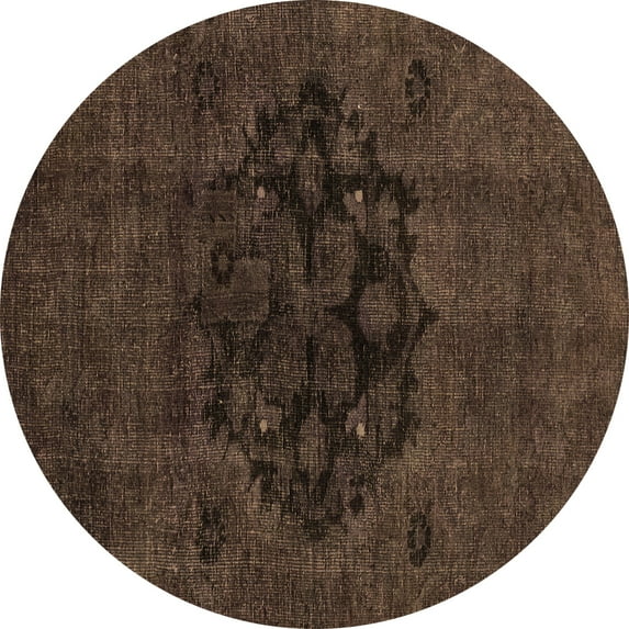 Ahgly Company Indoor Round Abstract Brown Modern Area Rugs, 3' Round