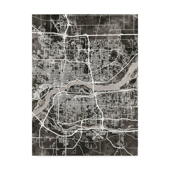 Trademark Fine Art 'Quad Cities Street Map Black' Canvas Art by Michael Tompsett