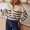 Beige-01, variant on Sweaters for Women Stripe Henley Neck Long Sleeve Loose Knit Pullover Casual Stylish Retro Versatile Top Beige L