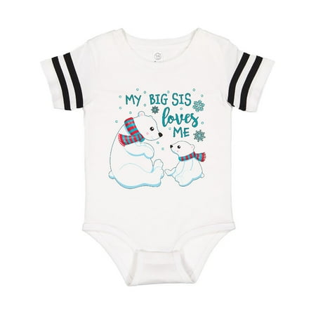 

Inktastic My Big Sis Loves Me- cute polar bears Gift Baby Boy or Baby Girl Bodysuit