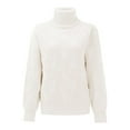 thumbnail image 7 of Baqcunre Womens Sweaters Women's Casual Loose Turtleneck Knitted Sweater Pullover Long Sleeve 2023 Autumn/Winter Sweater Top Hoodies For Women Womens Fall Tops White L, 7 of 7