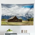 thumbnail image 1 of Wyoming Tapestry, Flag of Equality State with Bison Print Painted on Brick Wall, Fabric Wall Hanging Decor for Bedroom Living Room Dorm, 2 Sizes, Night Blue White, by Ambesonne, 1 of 1