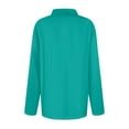 thumbnail image 4 of Womens Long Sleeve Collared Polo Shirts V Neck Button Down, Casual Athletic Golf Sport Tee Tops Turquoise 3XL, 4 of 6